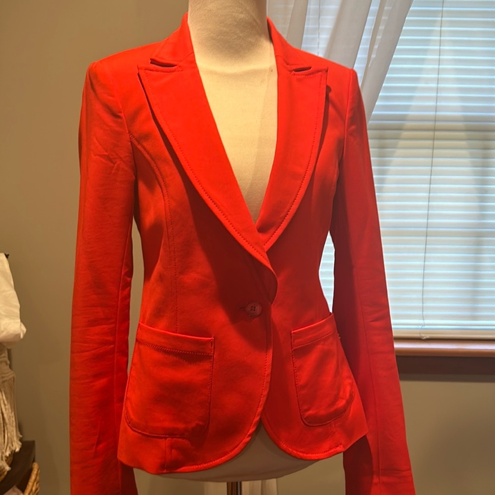 Guess single breasted, orange red blazer size 4